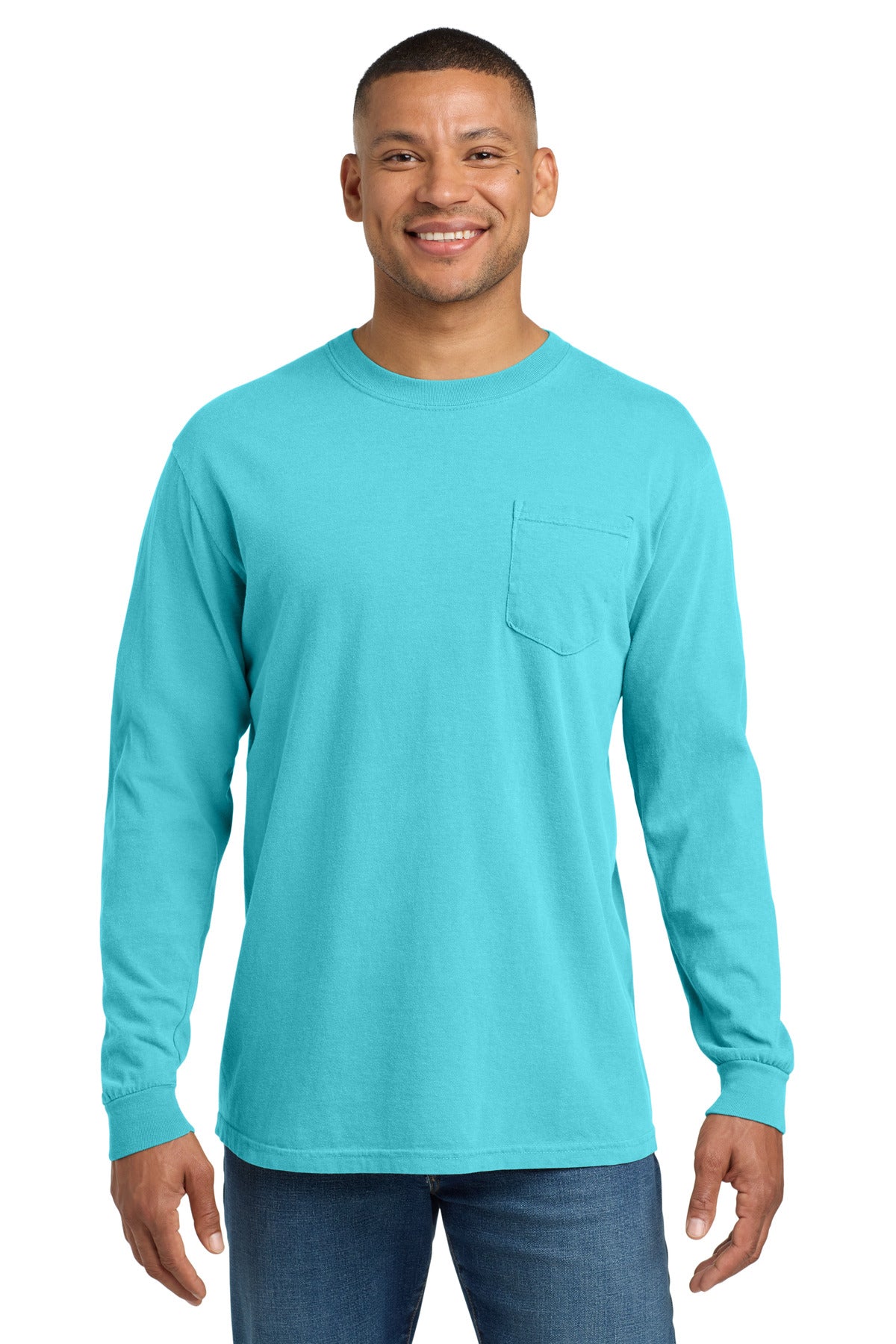 Custom Embroidery or DTF Print - COMFORT COLORS  ®  Heavyweight Ring Spun Long Sleeve Pocket Tee. 4410