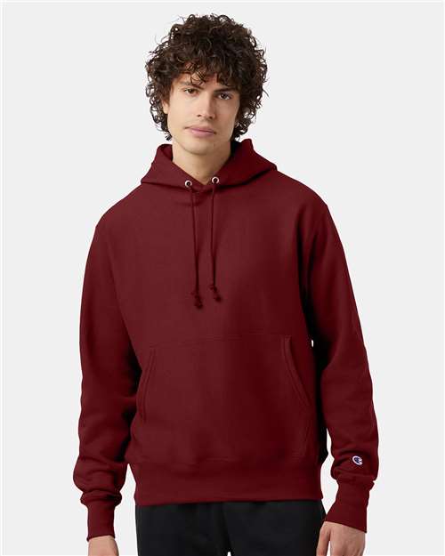 Custom Embroidered - Champion - Reverse Weave® Hooded Sweatshirt - Cardinal - S101