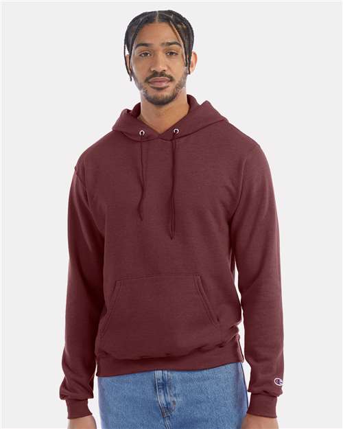 Custom Embroidered - Champion - Powerblend® Hooded Sweatshirt - Maroon Heather - S700