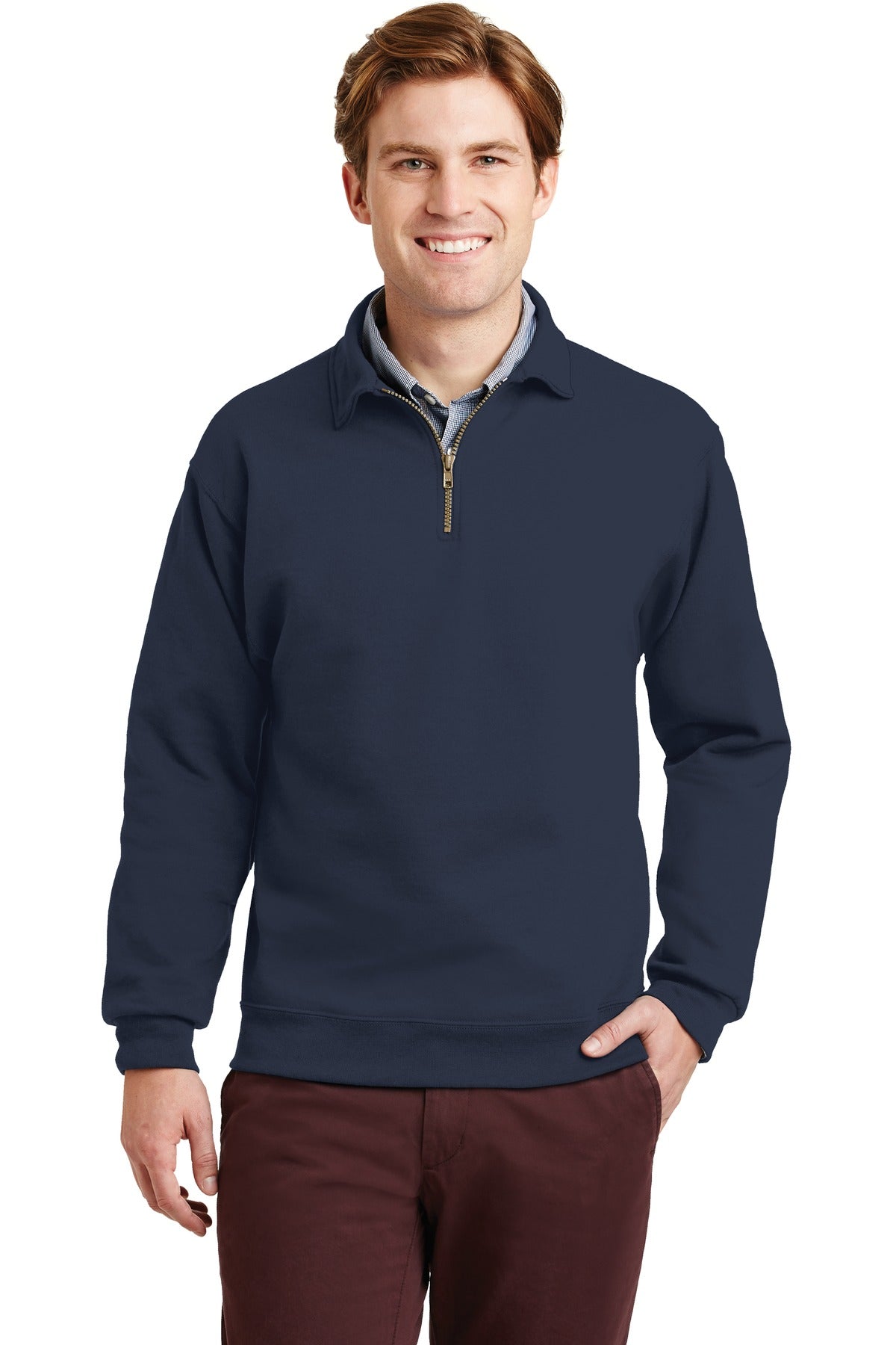 Custom Embroidery or DTF Print - Jerzees ®  Super Sweats ®  NuBlend ®  - 1/4-Zip Sweatshirt with Cadet Collar.  4528M