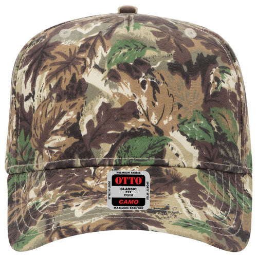 Custom Embroidered - Camouflage 5 Panel Mid Profile Baseball Cap - 46-047