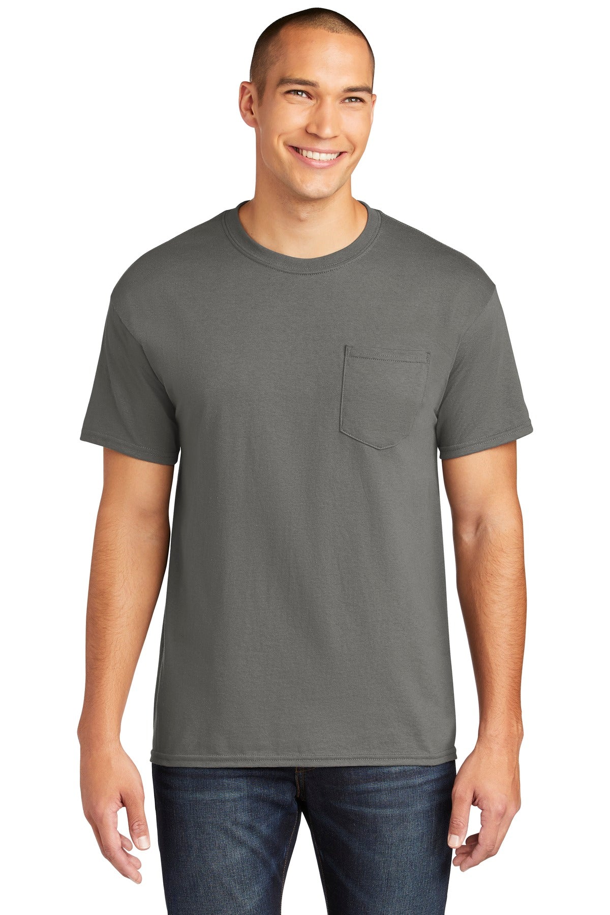 Custom Embroidered or DTF Printed - Gildan  ®  Heavy Cotton  ™  100% Cotton Pocket T-Shirt. 5300