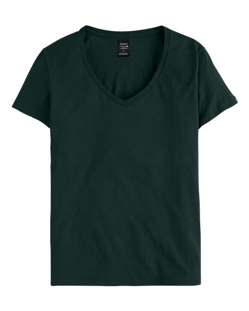 Custom Embroidered - Hanes - Perfect-T Women’s V-Neck T-Shirt - Deep Forest - S04V