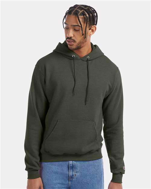 Custom Embroidered - Champion - Powerblend® Hooded Sweatshirt - Dark Green Heather - S700