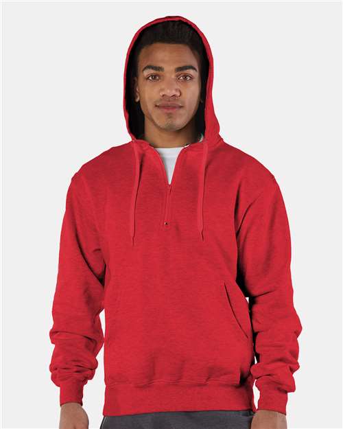 Custom Embroidered - Champion - Cotton Max Hooded Quarter-Zip Sweatshirt - S185