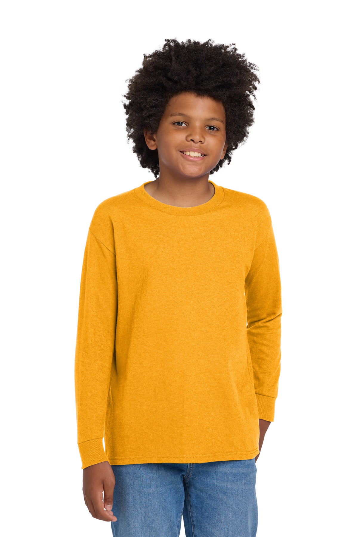 Custom Embroidered or DTF Printed - Gildan ®  Youth Heavy Cotton ™  100% Cotton Long Sleeve T-Shirt. 5400B