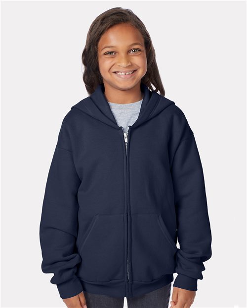 Custom Embroidered - Hanes - EcoSmart® Youth Full-Zip Hooded Sweatshirt - P480