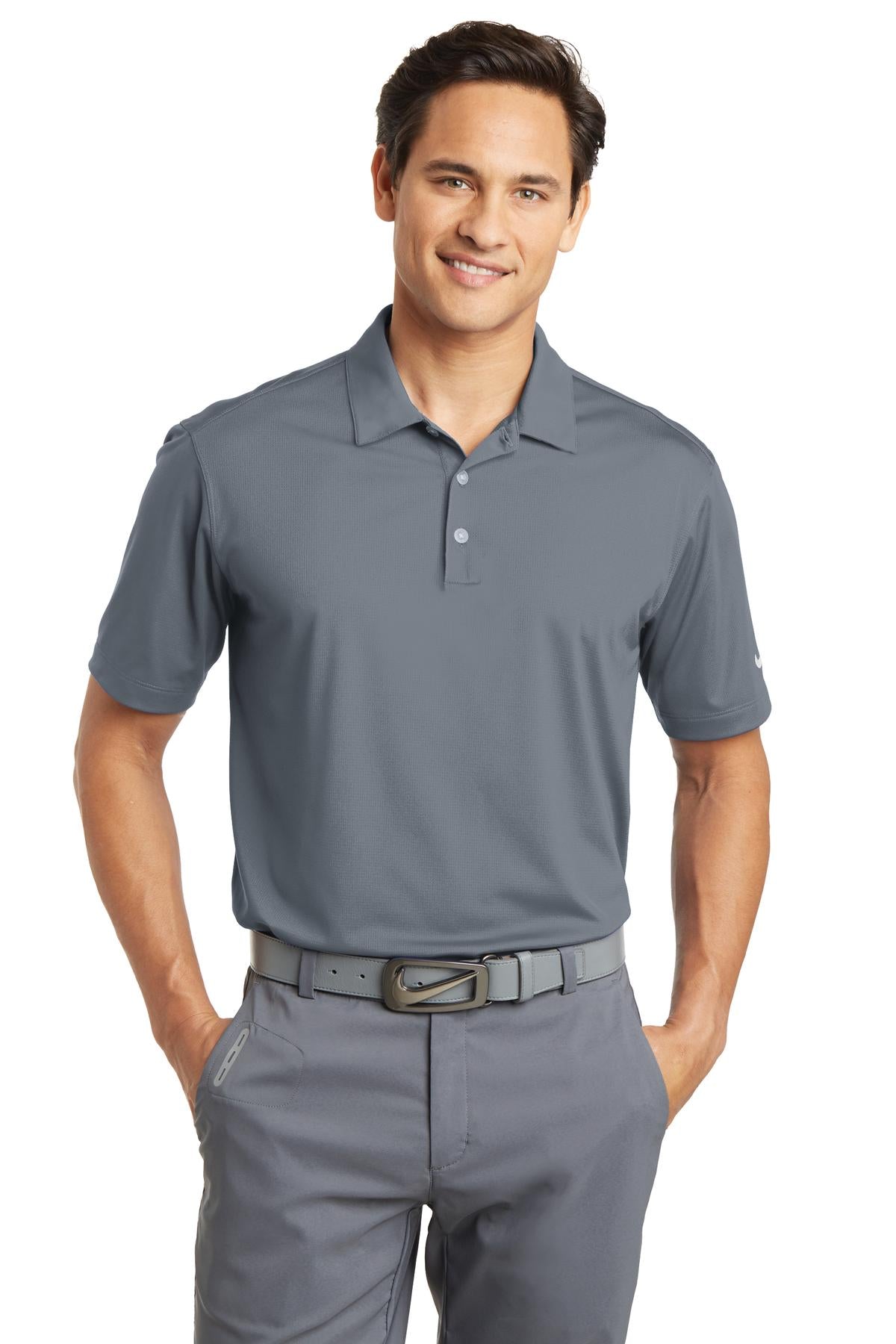 Custom Embroidered - Nike Dri-FIT Vertical Mesh Polo. 637167 - Cool Grey