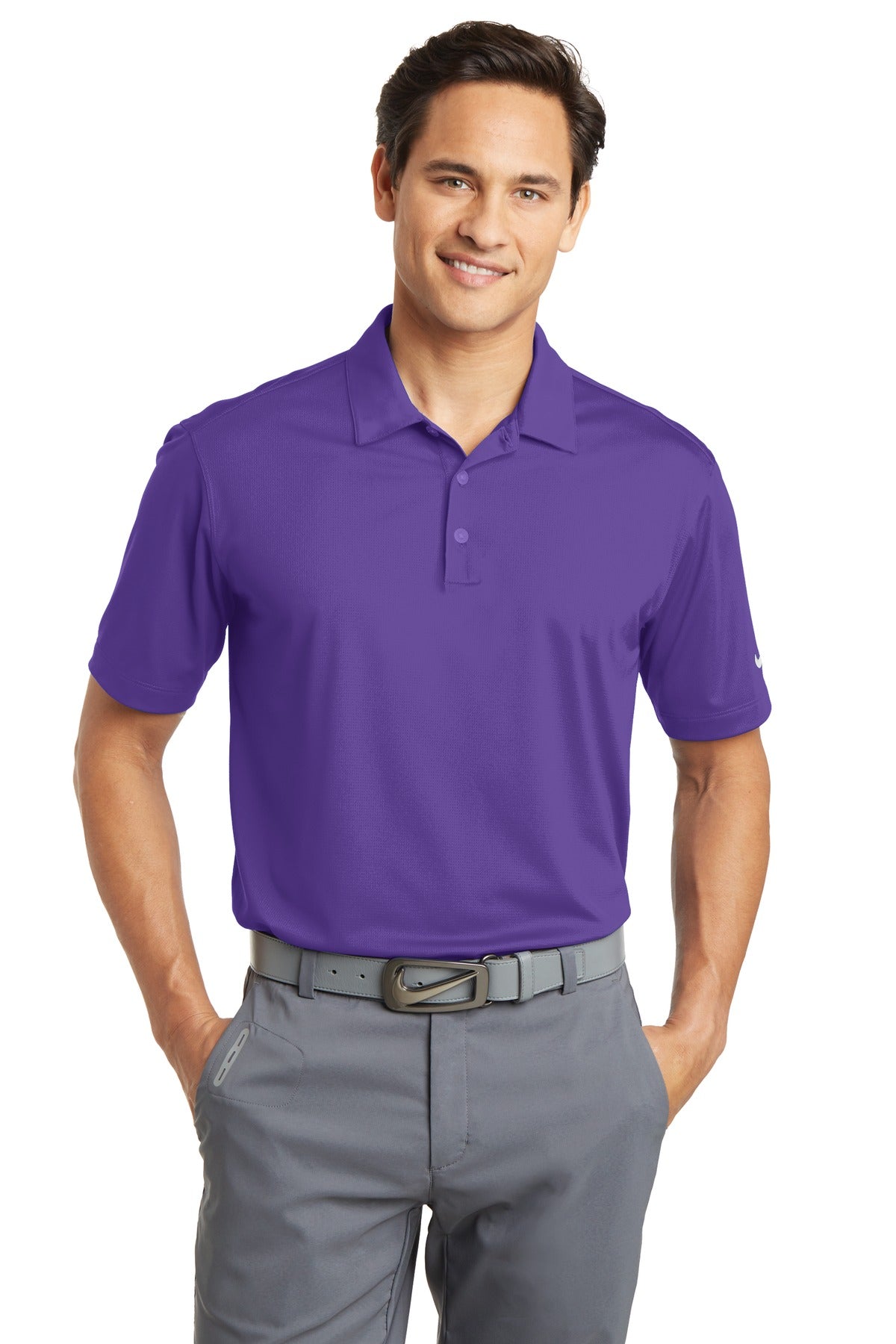 Custom Embroidered - Nike Dri-FIT Vertical Mesh Polo. 637167 - Court Purple