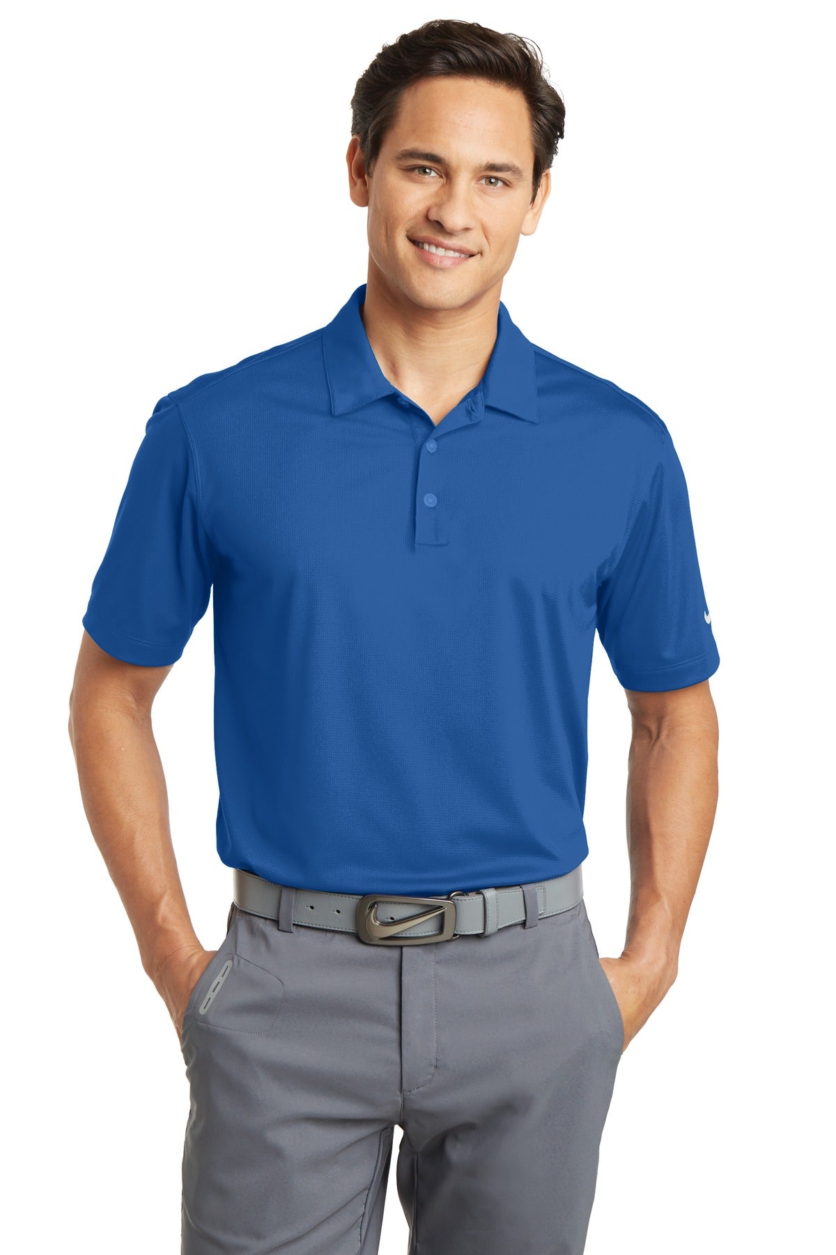 Custom Embroidered - Nike Dri-FIT Vertical Mesh Polo. 637167 - Gym Blue