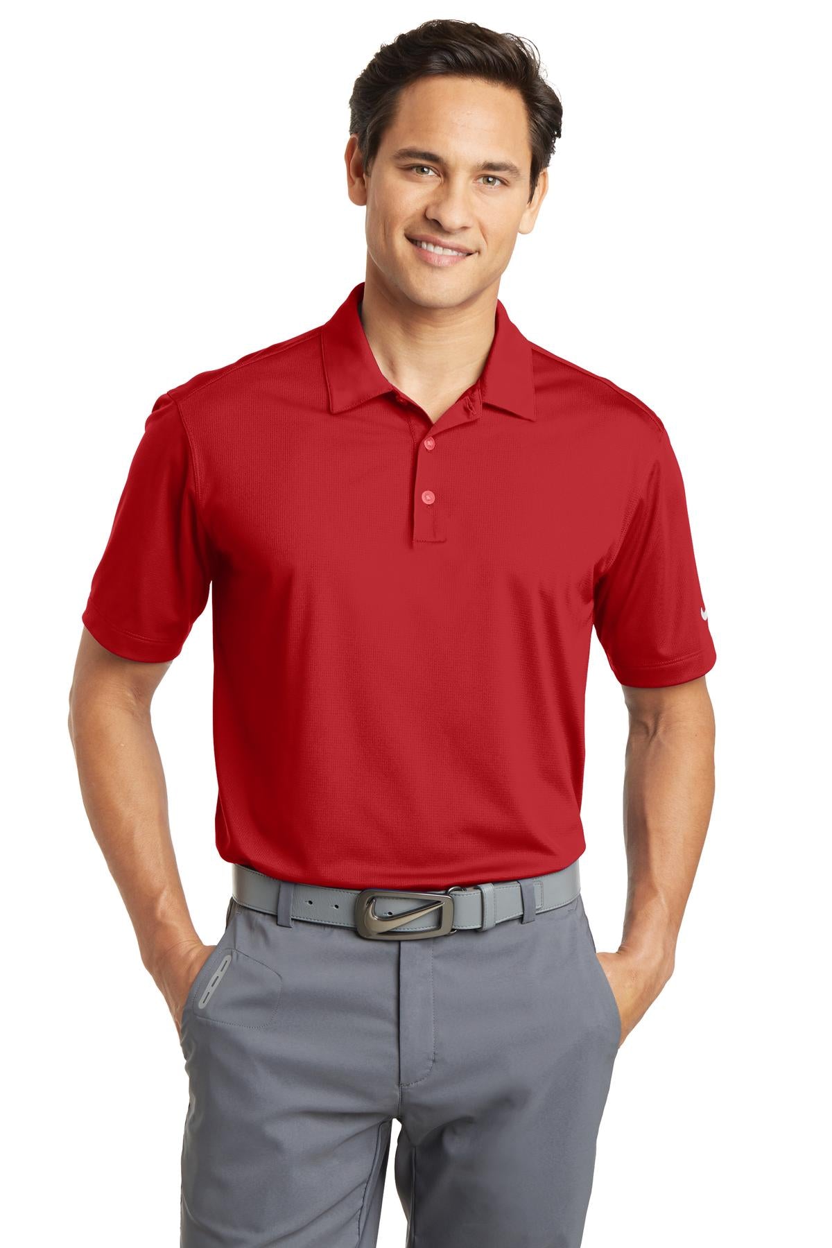 Custom Embroidered - Nike Dri-FIT Vertical Mesh Polo. 637167 - University Red