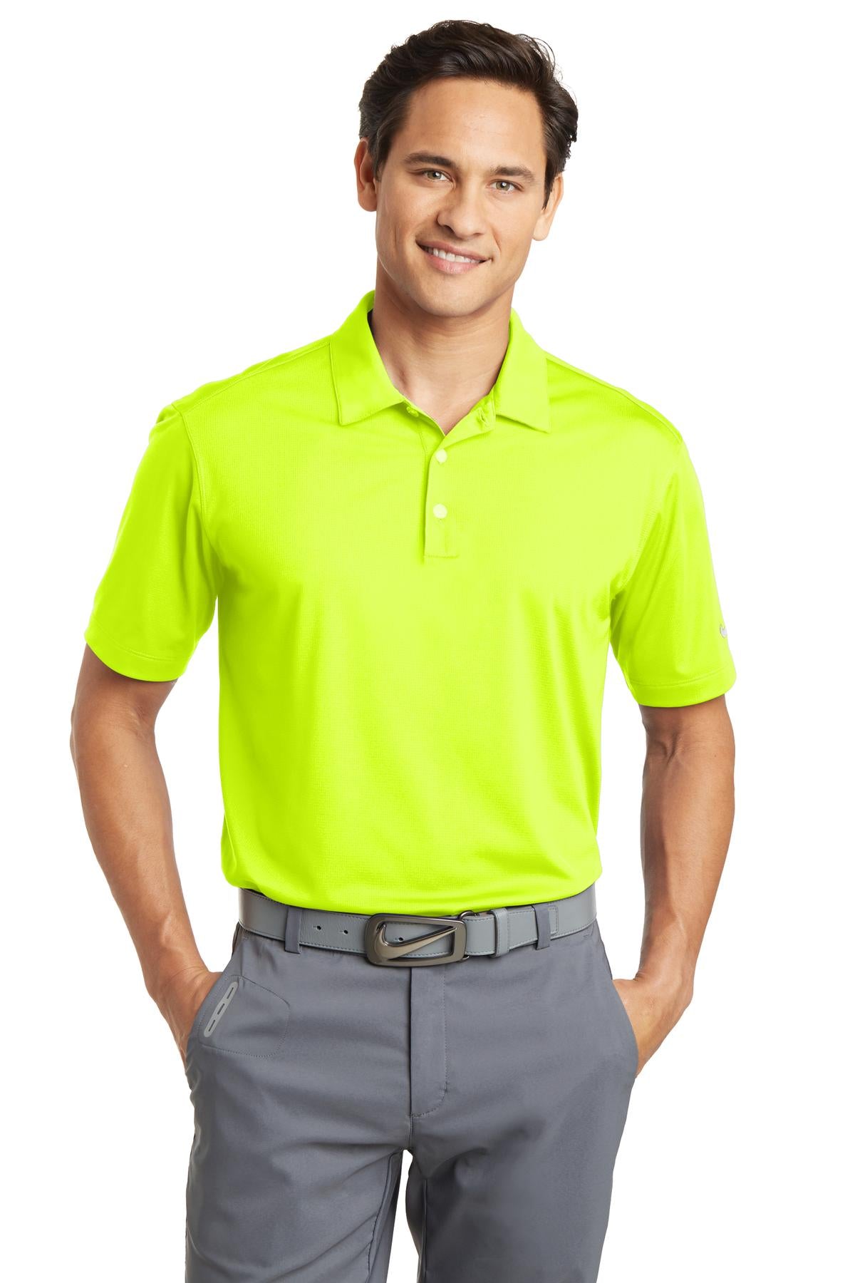 Custom Embroidered - Nike Dri-FIT Vertical Mesh Polo. 637167 - Volt