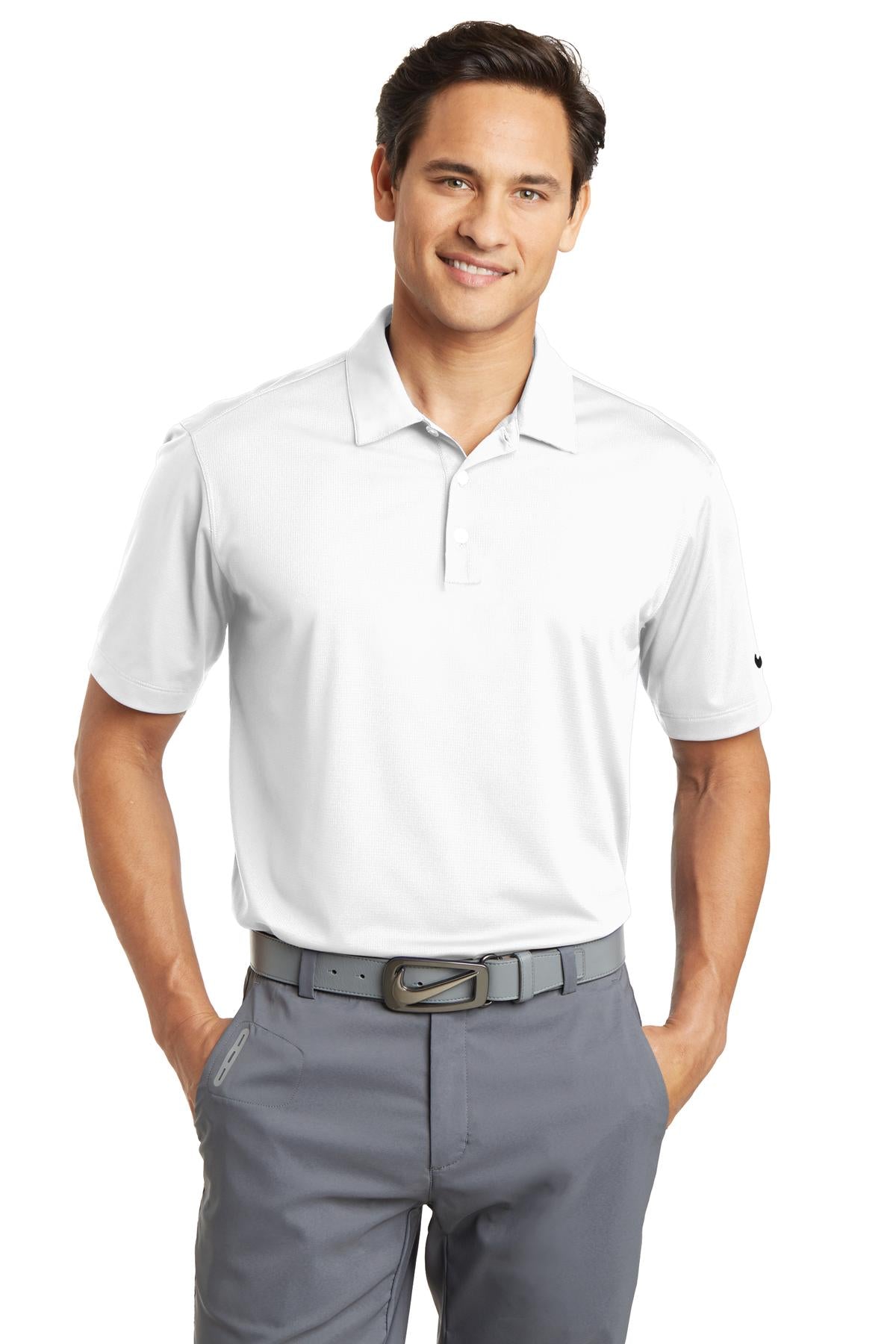 Custom Embroidered - Nike Dri-FIT Vertical Mesh Polo. 637167 - White