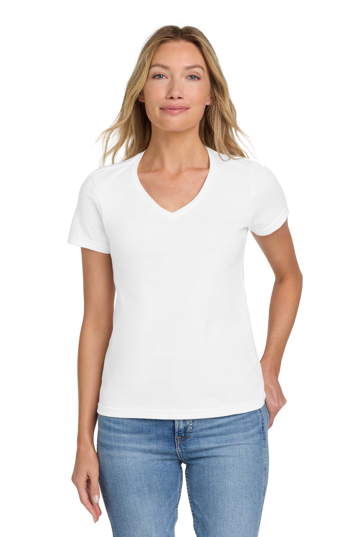 Custom Embroidered or DTF Printed - Gildan Softstyle ®  Women's Fit V-Neck T-Shirt. 64V00L