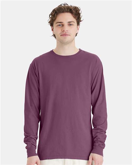 Custom Embroidered - ComfortWash by Hanes - Unisex Garment-Dyed Long Sleeve T-Shirt - Purple Plum Raisin - GDH200