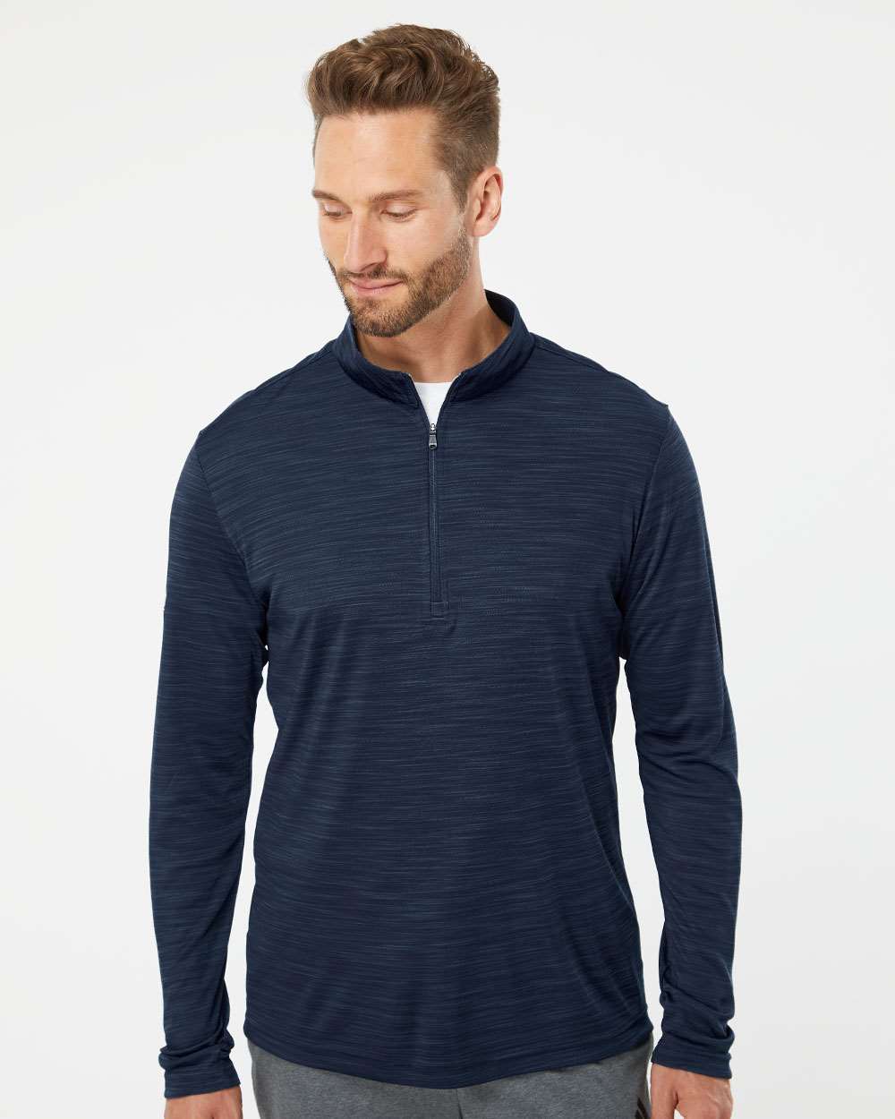 Custom Embroidery - Adidas - Lightweight Mélange Quarter-Zip Pullover - A475