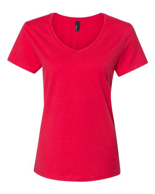 Custom Embroidered - Hanes - Perfect-T Women’s V-Neck T-Shirt - Athletic Red - S04V