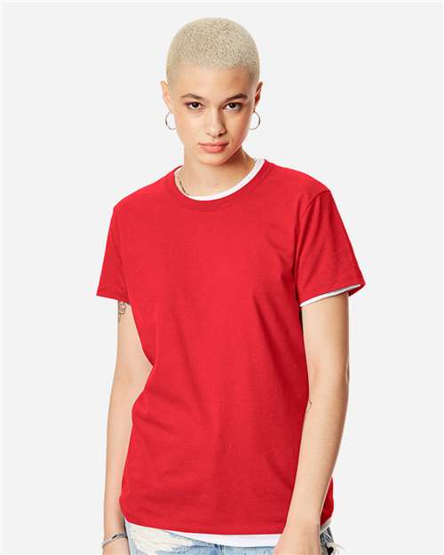 Custom Embroidered - Hanes - Women's Perfect-T T-Shirt - Athletic Red - SL04