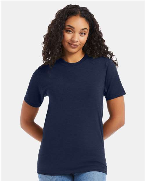 Custom Embroidered - Hanes - Beefy-T® T-Shirt - Heather Navy - 5180