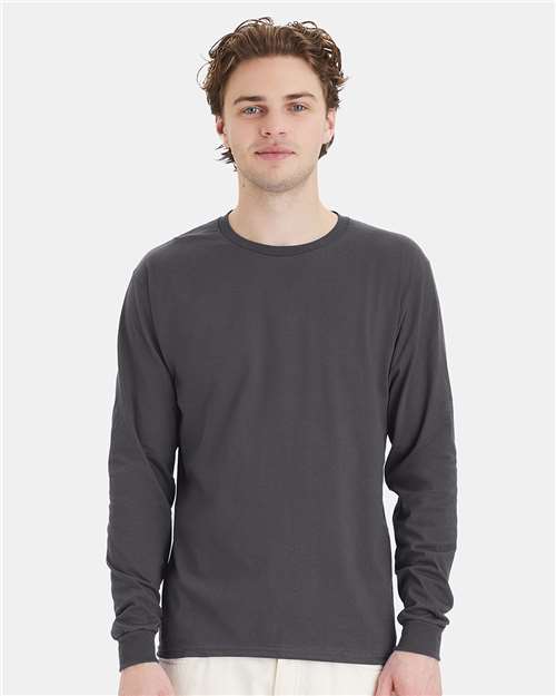 Custom Embroidered - Hanes - Essential-T Long Sleeve T-Shirt - Smoke Grey - 5286