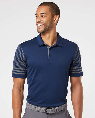 Adidas striped polo best sale