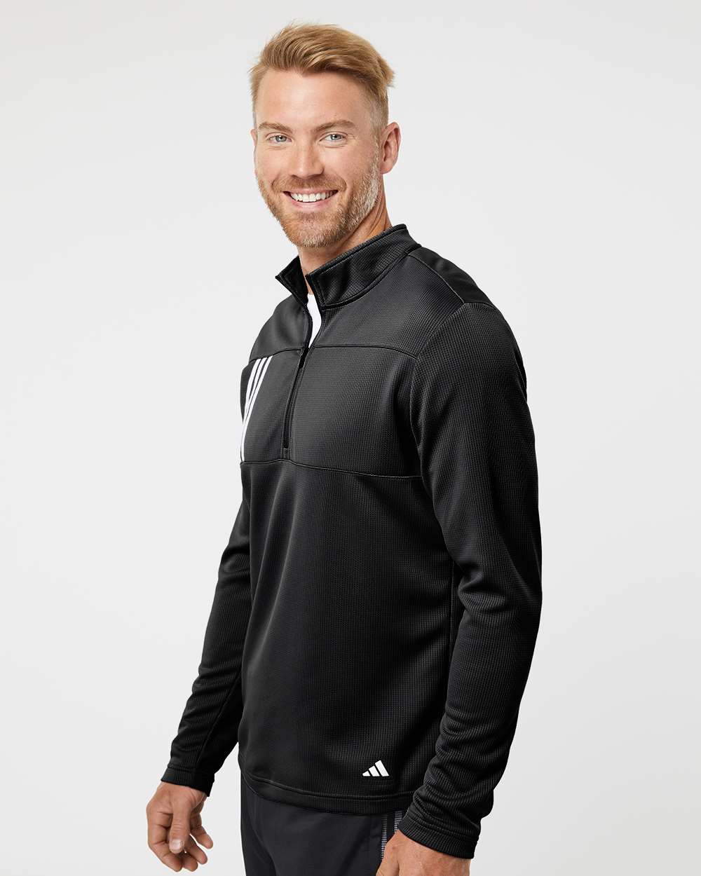 Custom Embroidery - Adidas - 3-Stripes Double Knit Quarter-Zip Pullover - A482