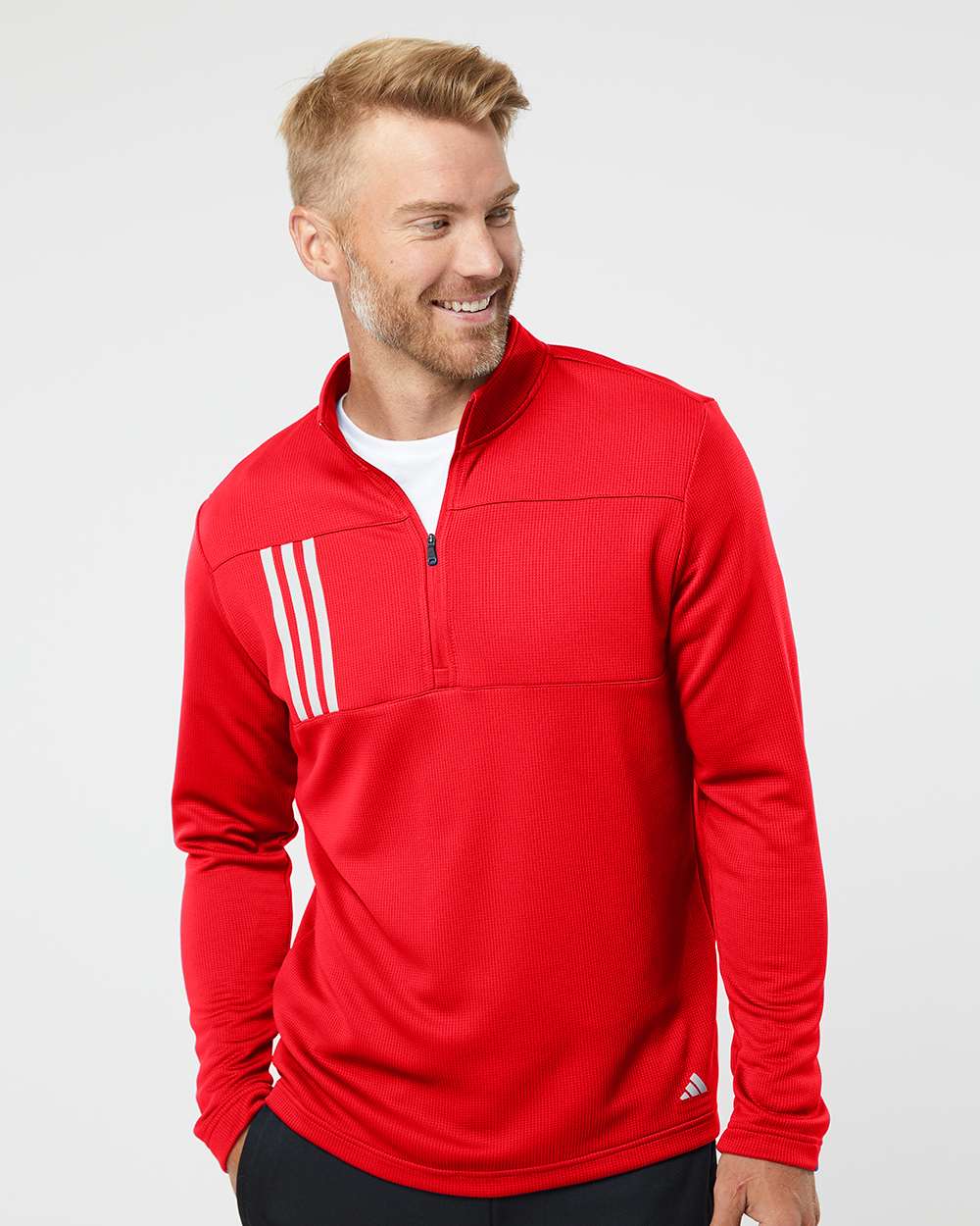 Custom Embroidery - Adidas - 3-Stripes Double Knit Quarter-Zip Pullover - A482