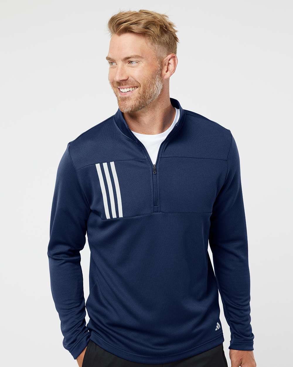 Custom Embroidery - Adidas - 3-Stripes Double Knit Quarter-Zip Pullover - A482