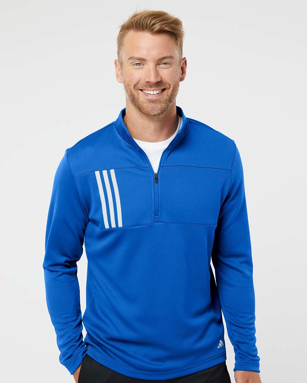 Custom Embroidery - Adidas - 3-Stripes Double Knit Quarter-Zip Pullover - A482