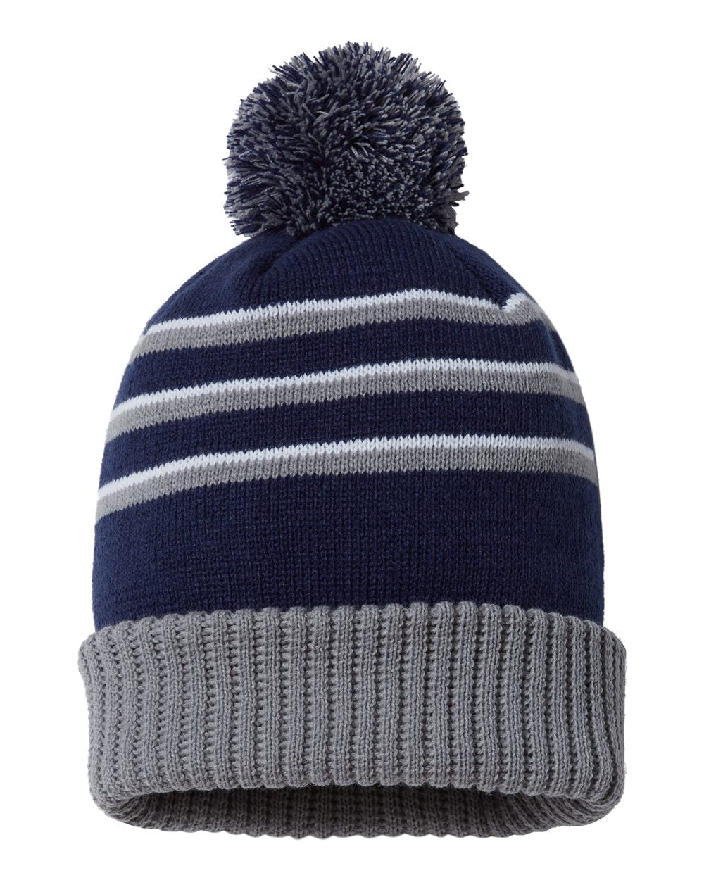 Custom Embroidery - Richardson - Stripe Pom Cuffed Beanie - 134