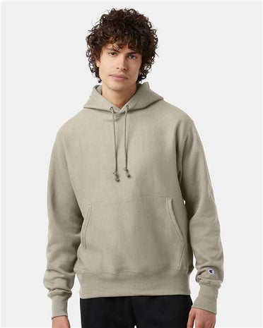 Custom Embroidered Champion Reverse Weave Hooded Sweatshirt Sand S101