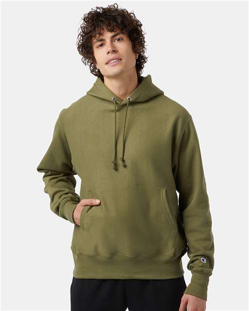 Custom Embroidered - Champion - Reverse Weave® Hooded Sweatshirt - Fresh Olive - S101