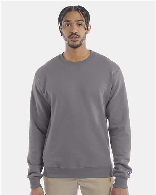 Custom Embroidered - Champion - Powerblend® Crewneck Sweatshirt - Stone Grey - S600