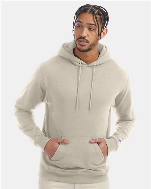 Custom Embroidered - Champion - Powerblend® Hooded Sweatshirt - Sand - S700