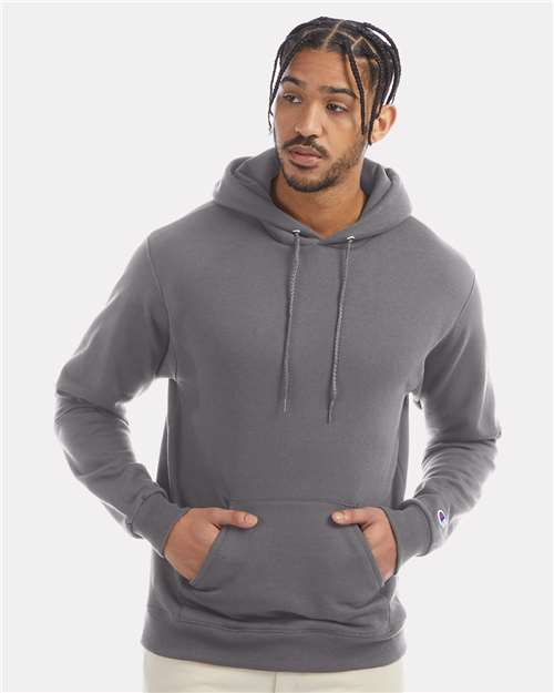 Custom Embroidered - Champion - Powerblend® Hooded Sweatshirt - Stone Grey - S700