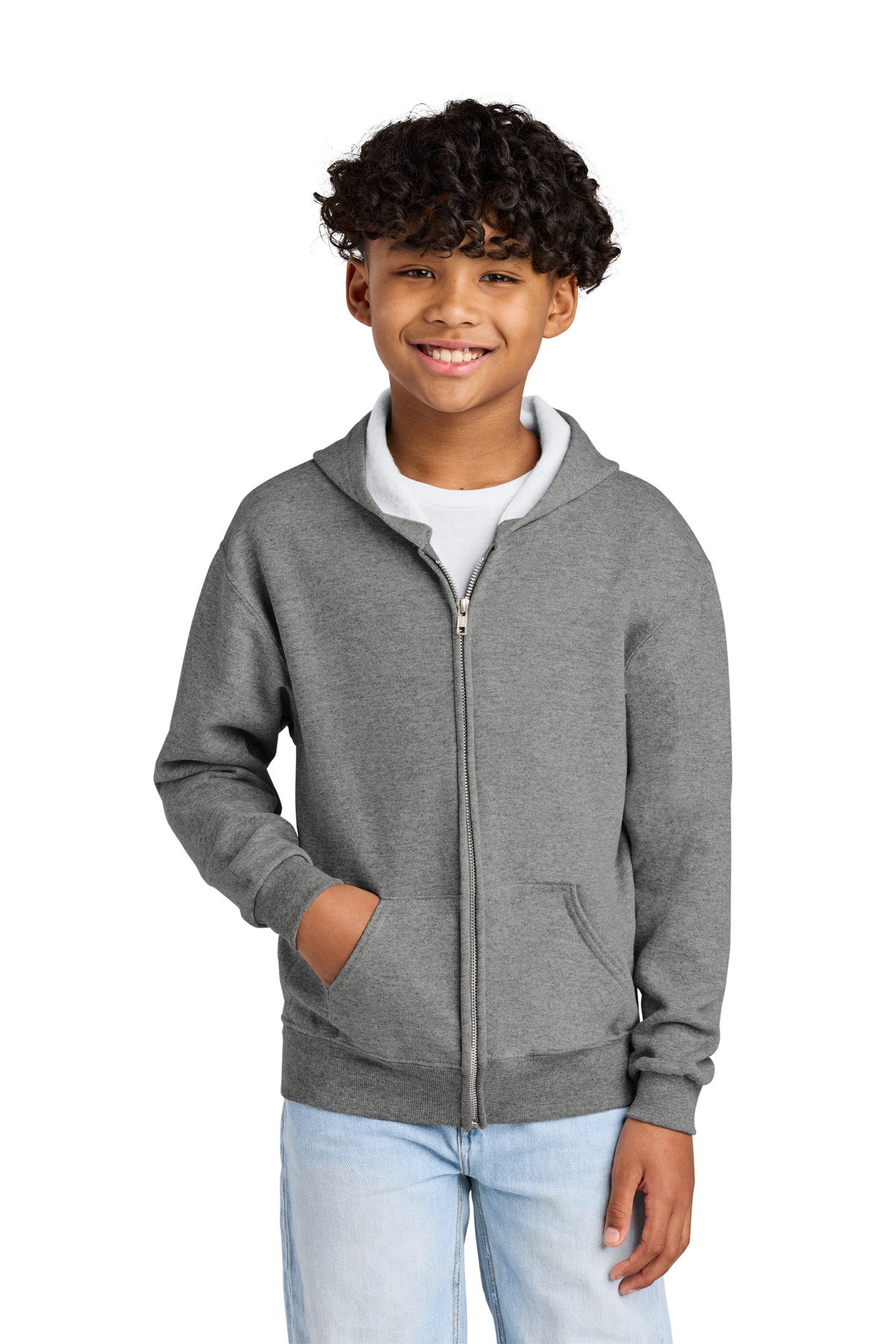 Custom Embroidery or DTF Print - Jerzees ®  - Youth NuBlend ®  Full-Zip Hooded Sweatshirt.  993B