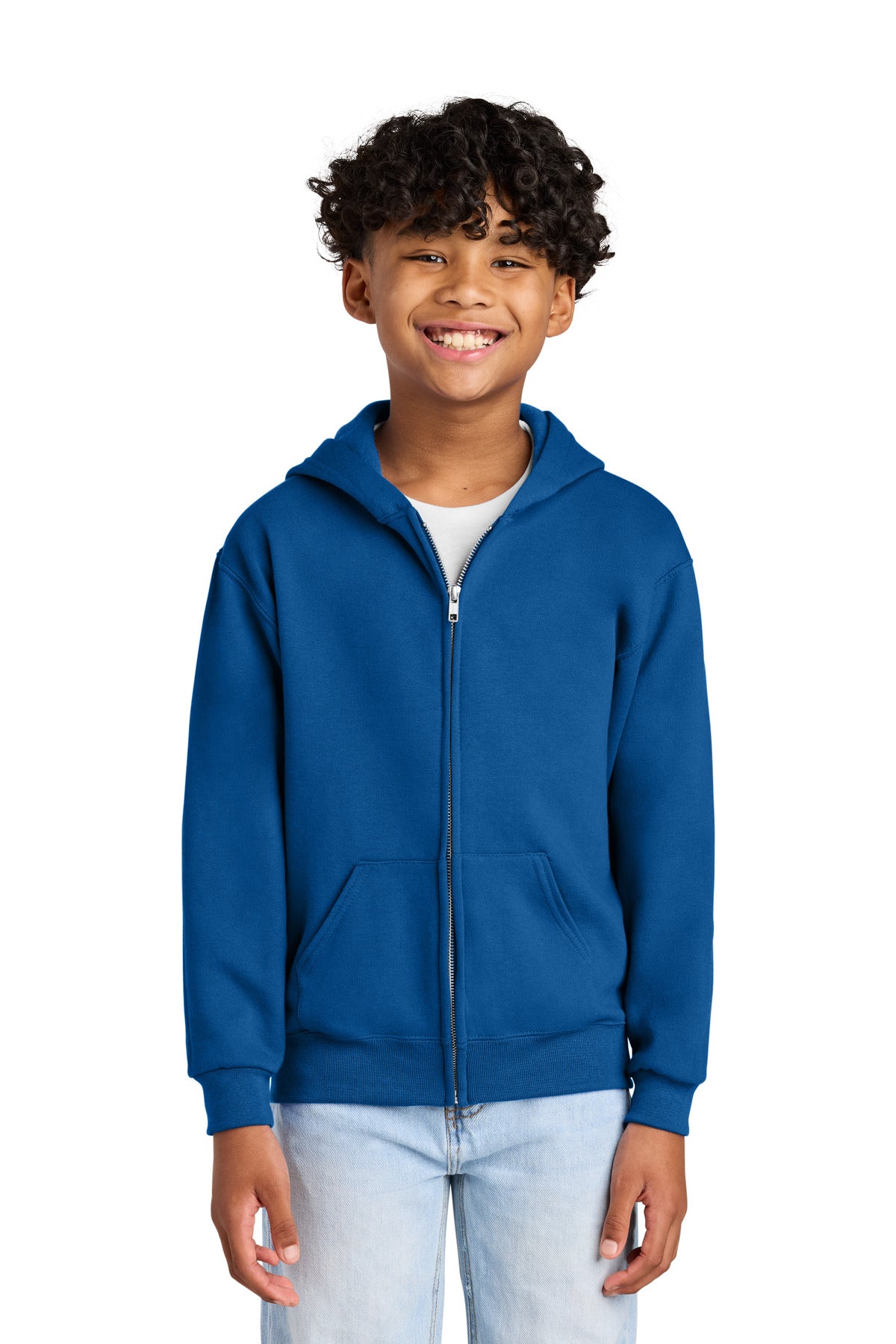 Custom Embroidery or DTF Print - Jerzees ®  - Youth NuBlend ®  Full-Zip Hooded Sweatshirt.  993B