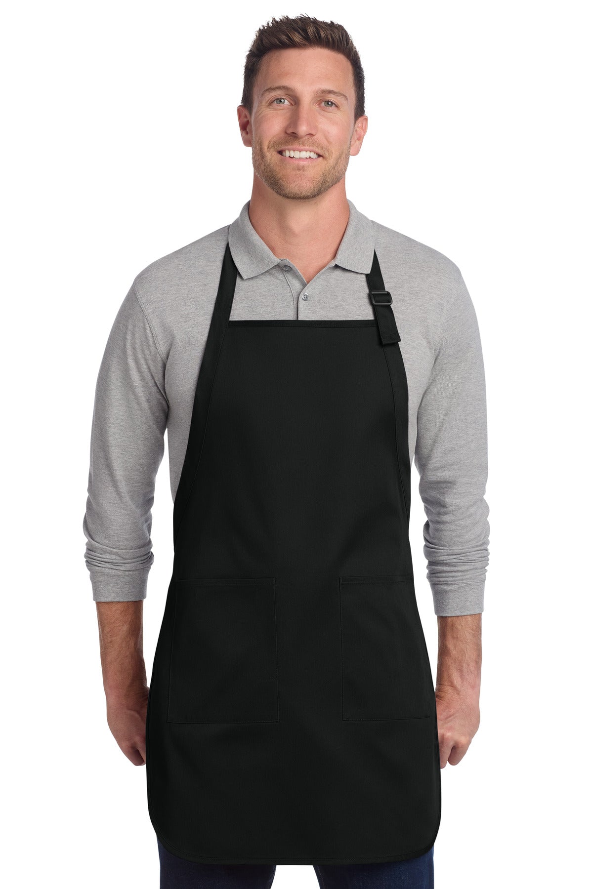 Custom Embroidery or DTF Print - Port Authority  ®  Full-Length Two-Pocket Bib Apron. A600