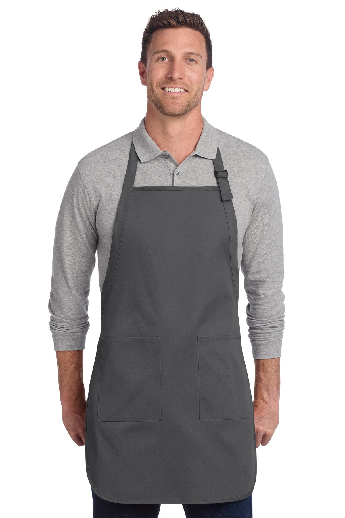 Custom Embroidery or DTF Print - Port Authority  ®  Full-Length Two-Pocket Bib Apron. A600