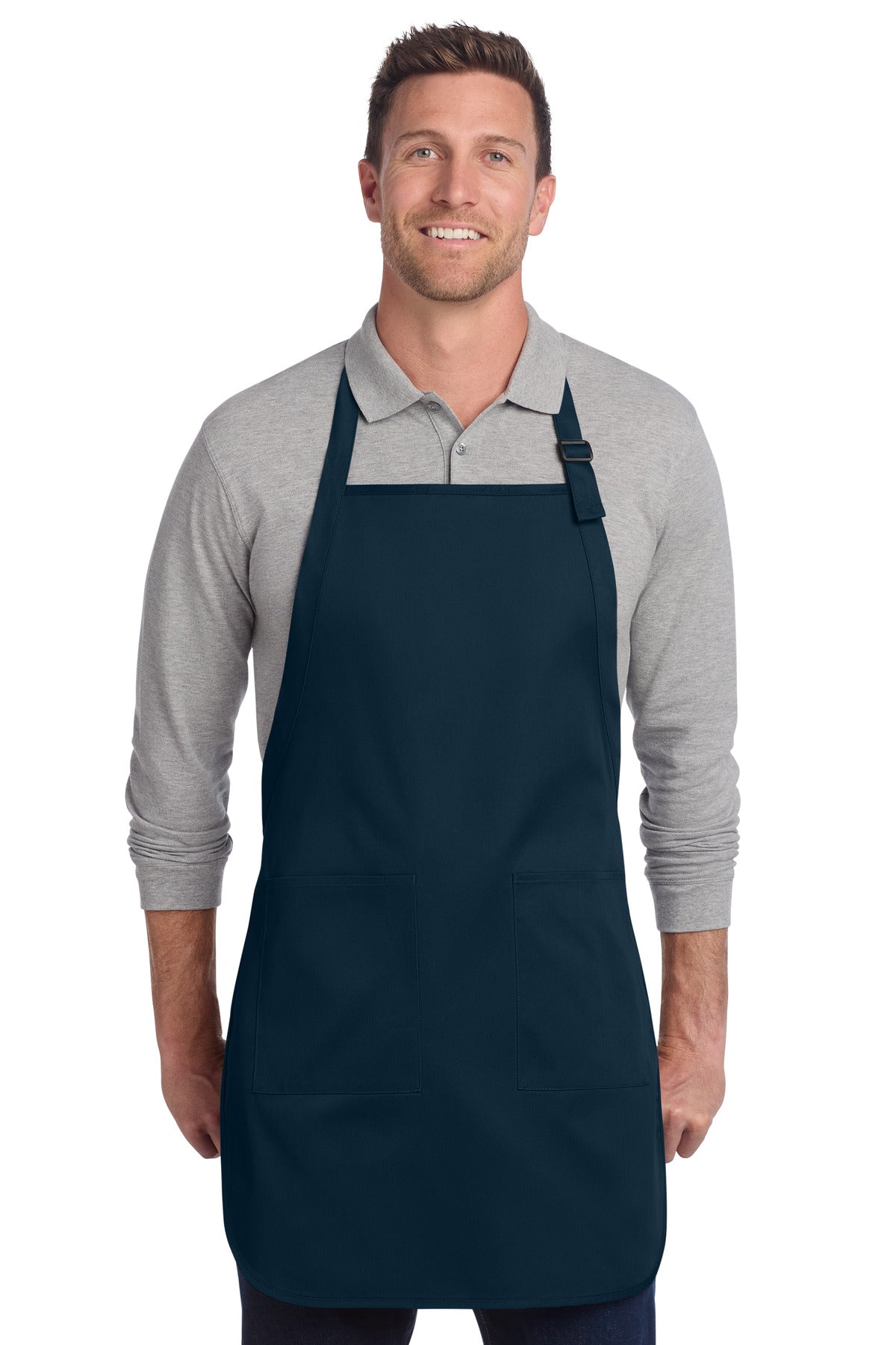 Custom Embroidery or DTF Print - Port Authority  ®  Full-Length Two-Pocket Bib Apron. A600