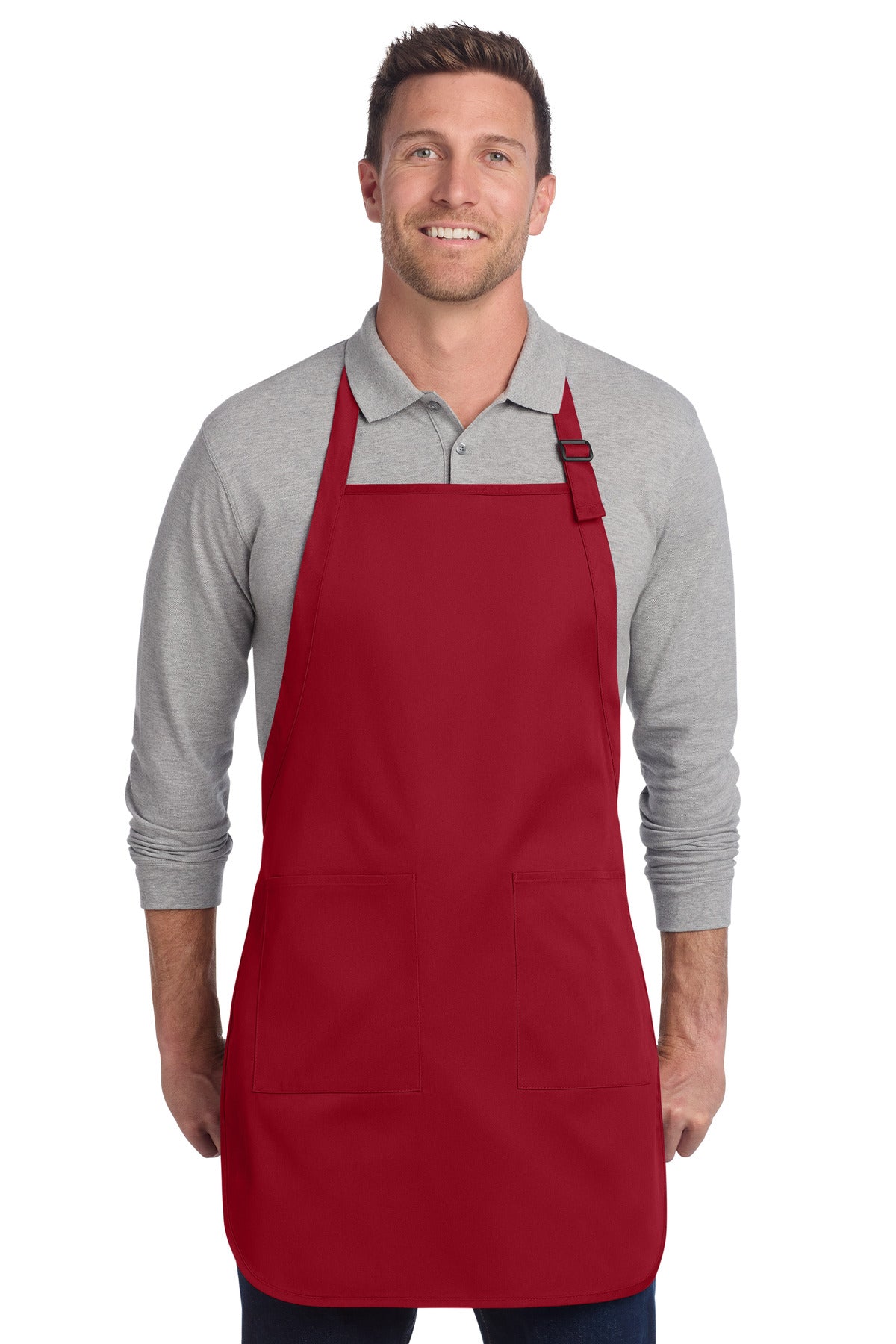 Custom Embroidery or DTF Print - Port Authority  ®  Full-Length Two-Pocket Bib Apron. A600