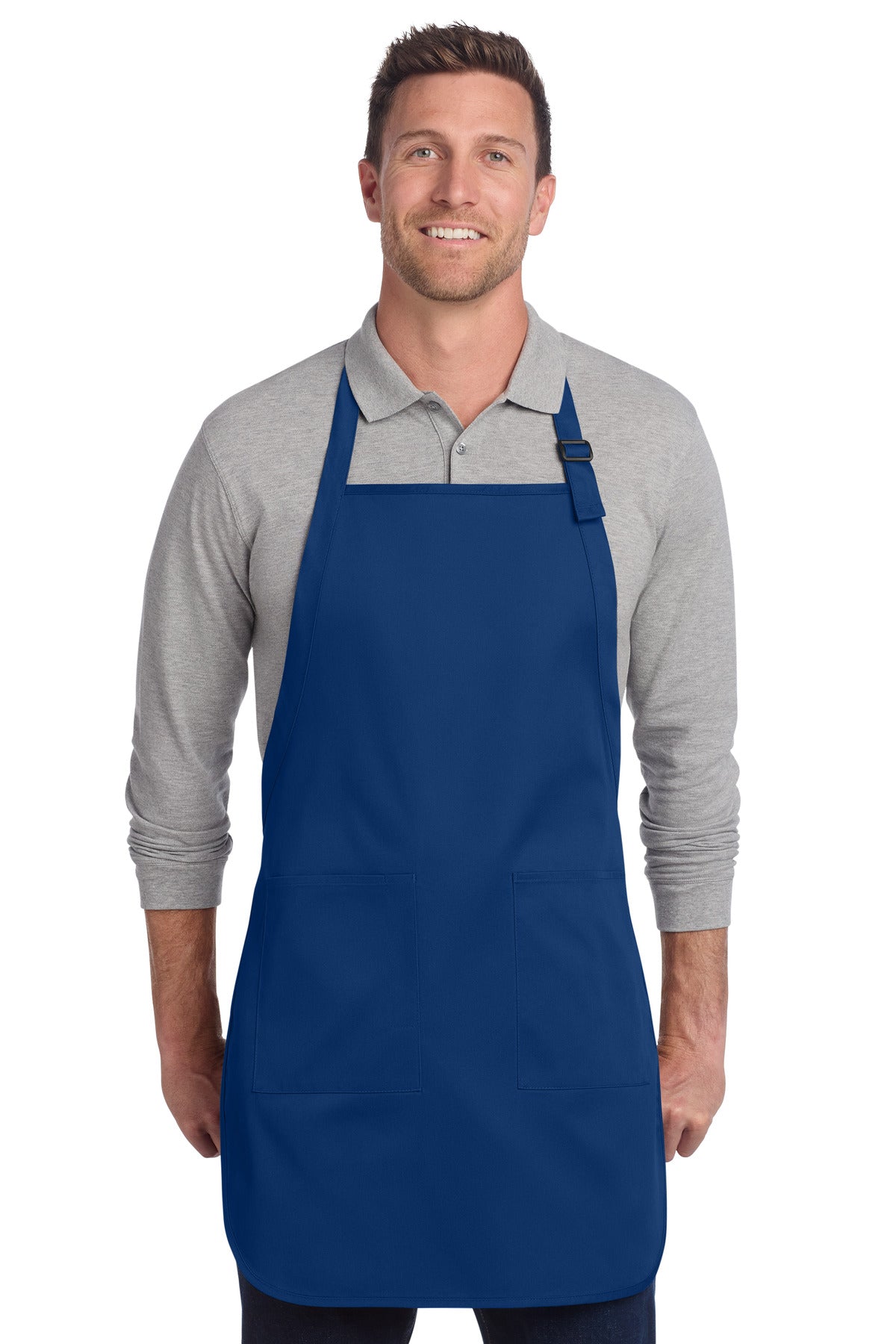 Custom Embroidery or DTF Print - Port Authority  ®  Full-Length Two-Pocket Bib Apron. A600
