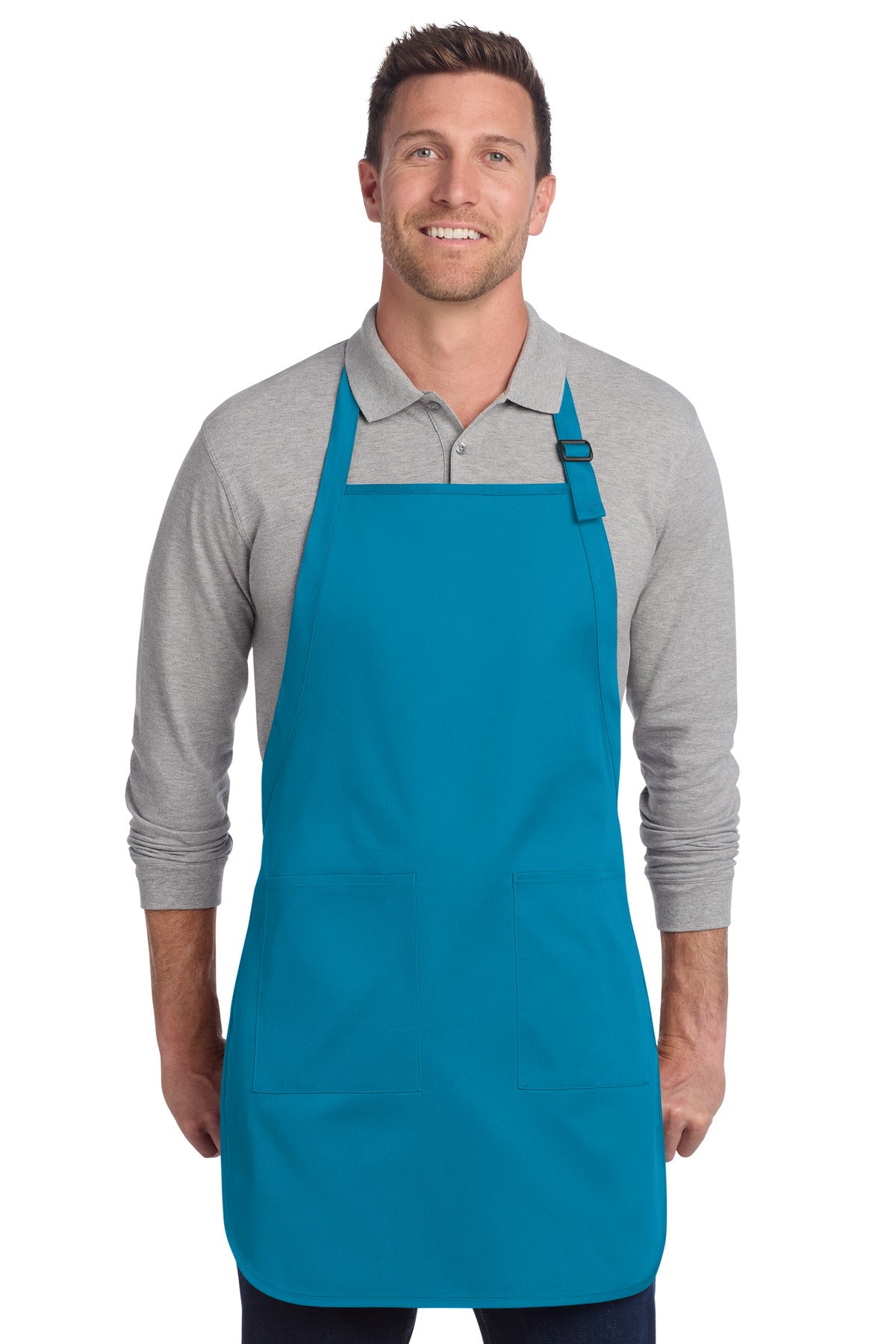 Custom Embroidery or DTF Print - Port Authority  ®  Full-Length Two-Pocket Bib Apron. A600