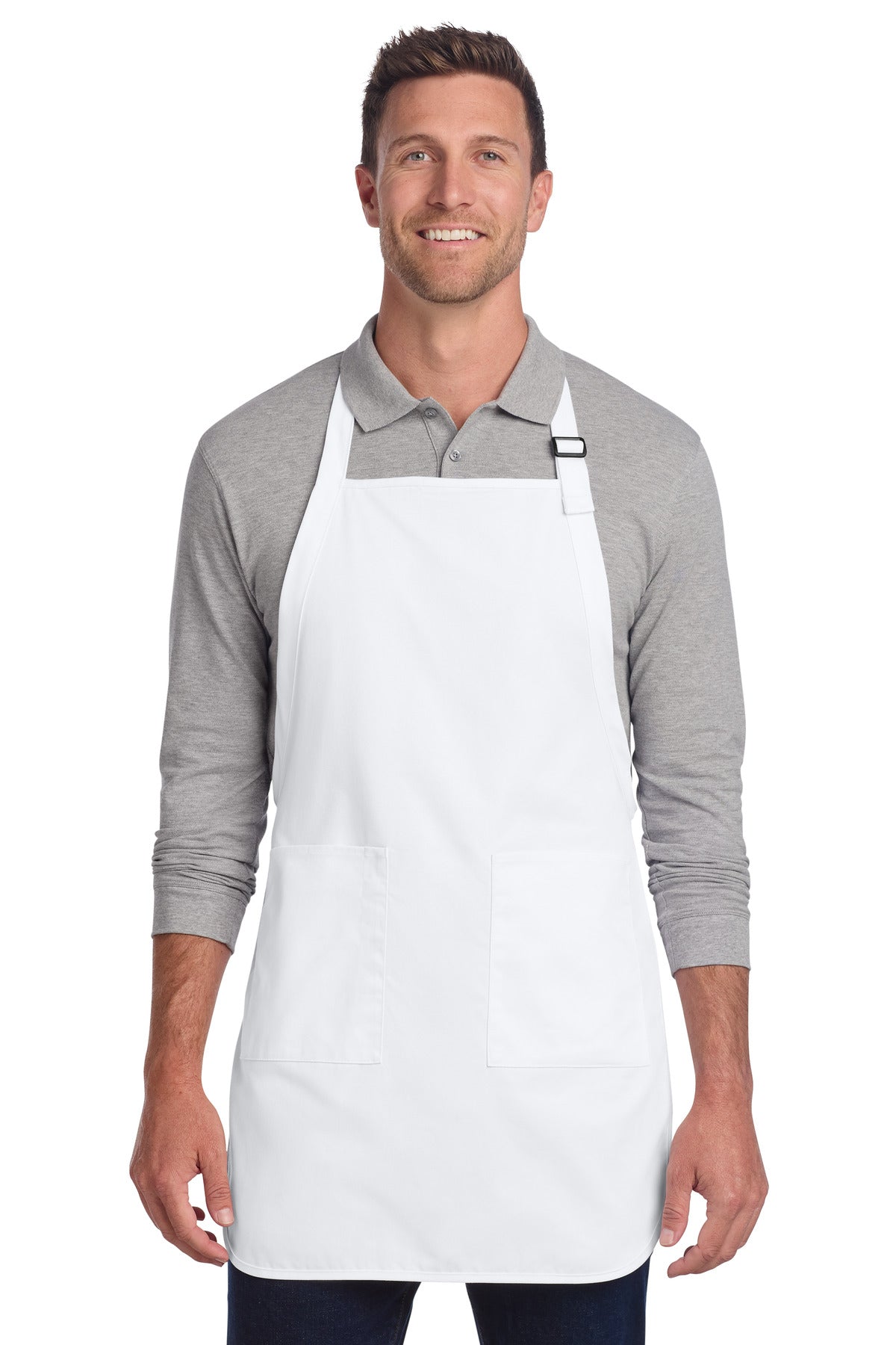 Custom Embroidery or DTF Print - Port Authority  ®  Full-Length Two-Pocket Bib Apron. A600