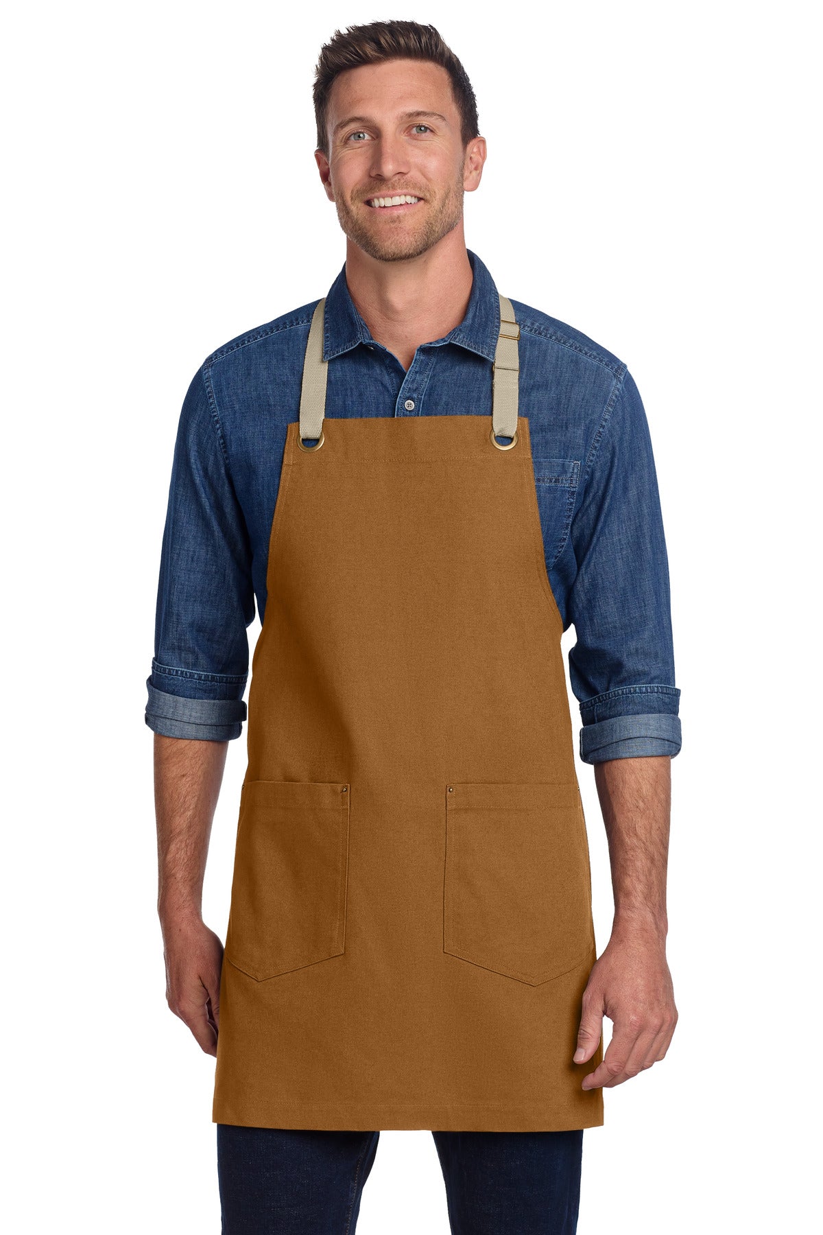 Custom Embroidery or DTF Print - Port Authority ®  Canvas Full-Length Two-Pocket Apron A815