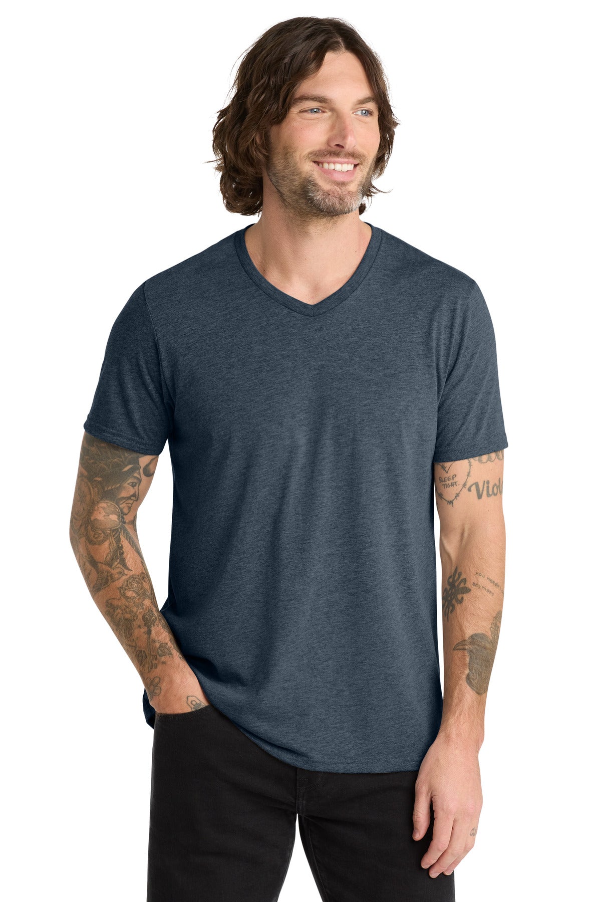 Custom Embroidery or DTF Print - Allmade  ®  Unisex Tri-Blend V-Neck Tee AL2014