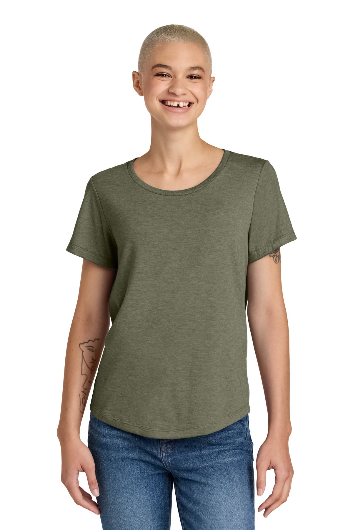 Custom Embroidery or DTF Print - Allmade ®  Women's Relaxed Tri-Blend Scoop Neck Tee AL2015