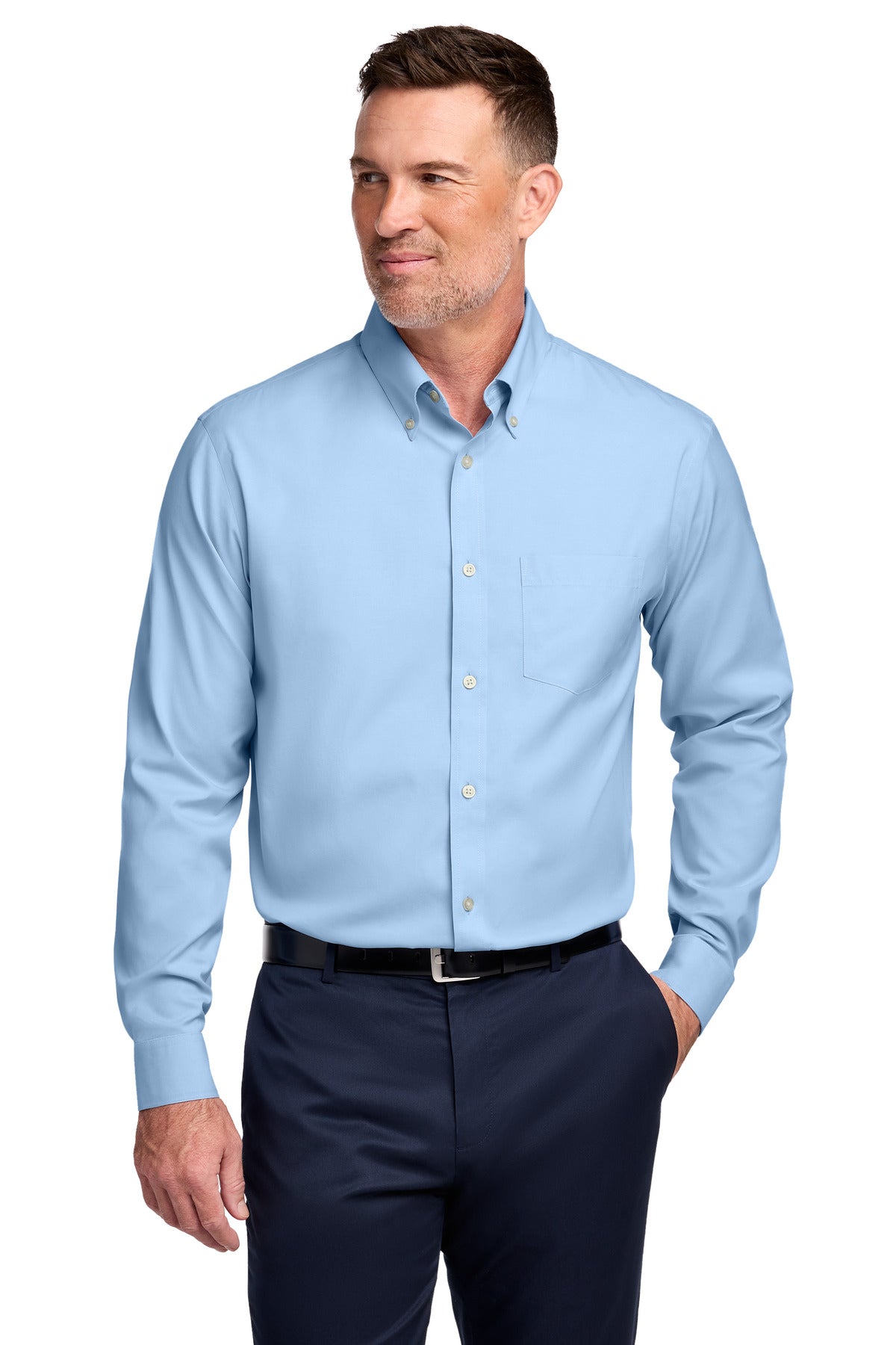 Custom Embroidery or DTF Print - Brooks Brothers ®  Wrinkle-Free Stretch Pinpoint Shirt BB18000