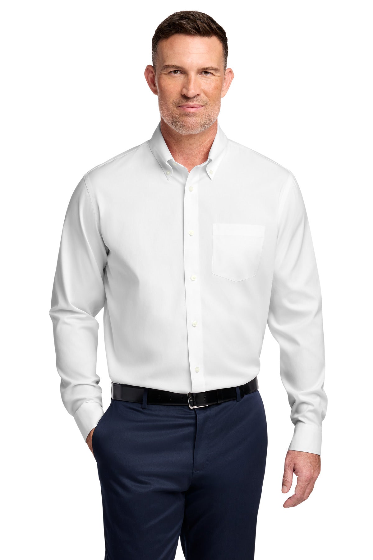 Custom Embroidery or DTF Print - Brooks Brothers ®  Wrinkle-Free Stretch Pinpoint Shirt BB18000