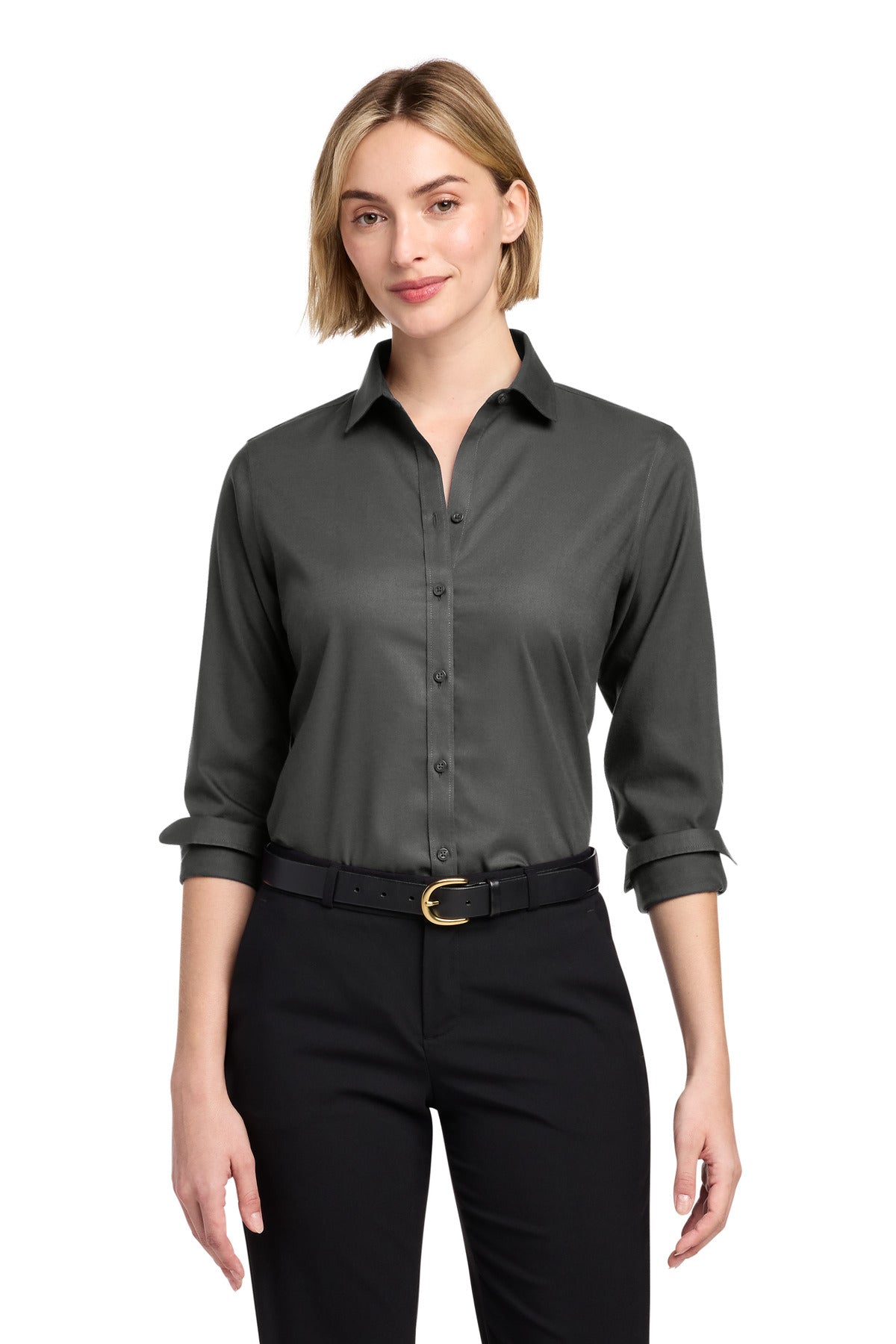 Custom Embroidery or DTF Print - Brooks Brothers ®  Women's Wrinkle-Free Stretch Nailhead Shirt BB18003